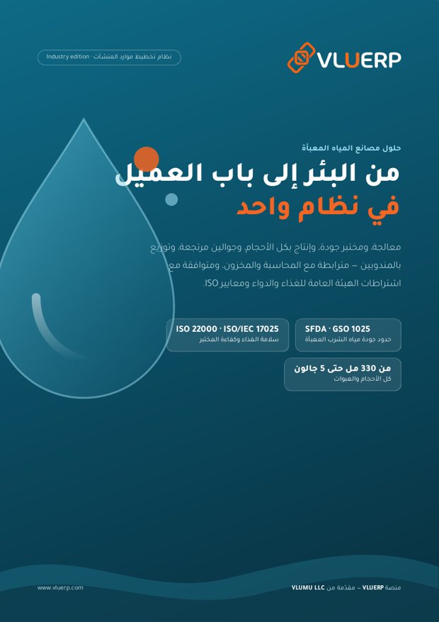 VLUERP لمصانع المياه المعبأة — غلاف الكتيّب